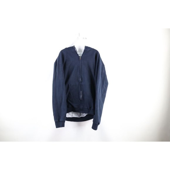 Vintage 90'S Lee Heavy Weight Full-Zip Hoodie, Made in USA, Men's Size XL cotton blue type Vintage Second Hand